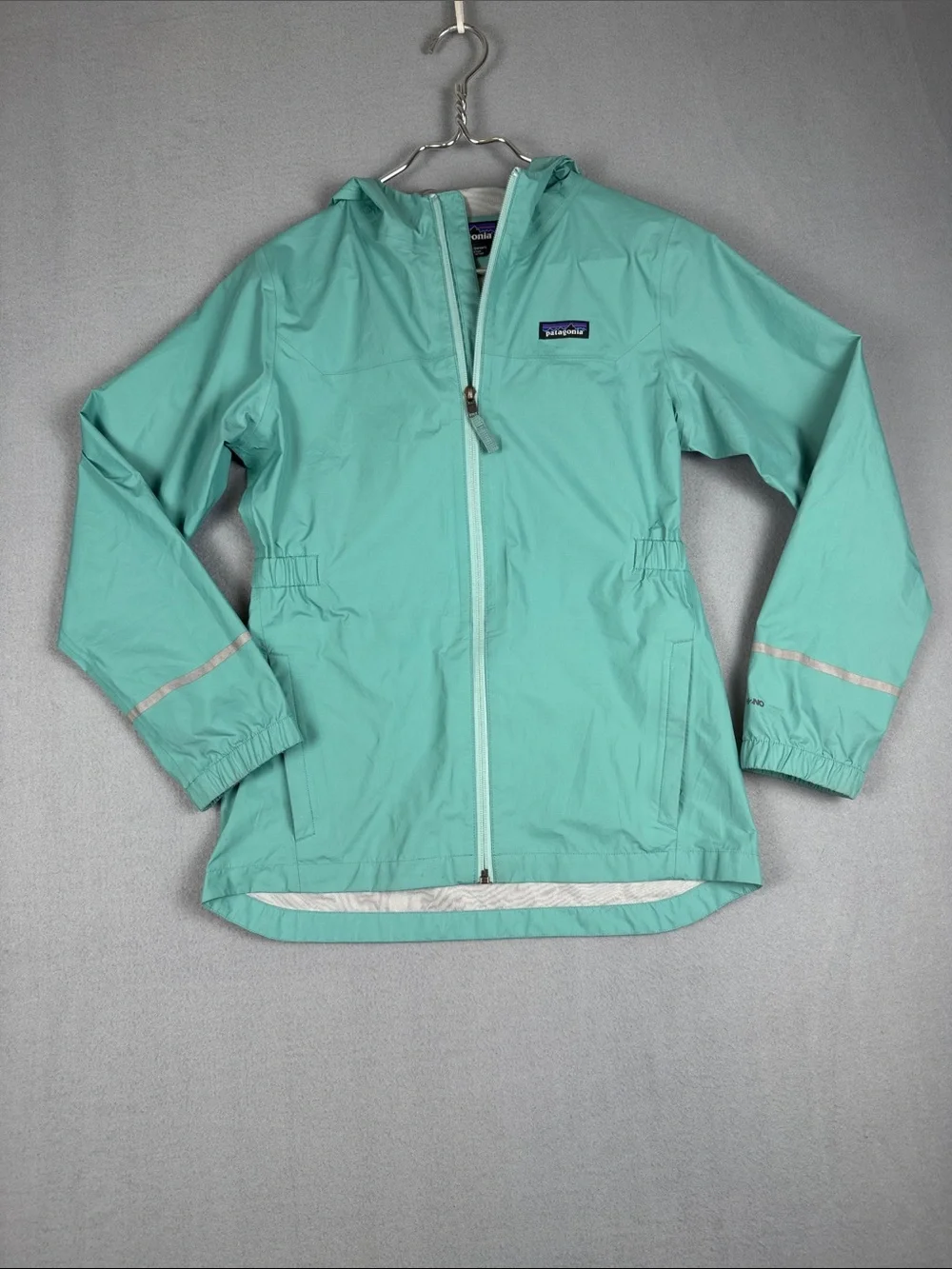 Patagonia Kids Mint Green H2No Hooded Raincoat Size: 14 XL
